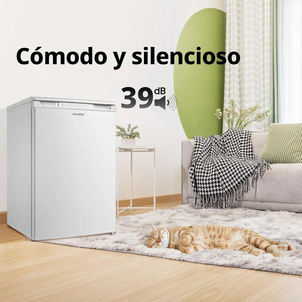 COMFEE' RCU83WH3EU(E) Freezer Vertical de Livre Instalação 88 Litros, 3 Gavetas, Freezer de Grande Capacidade, Termostato Ajustável, Porta Reversível, Branco