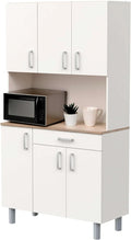 Miroytengo Aparador de Cozinha, Armário de Cozinha, Guarda-Louças de Cozinha 6 Portas Branco e Carvalho Kronberg 101 x 185 cm