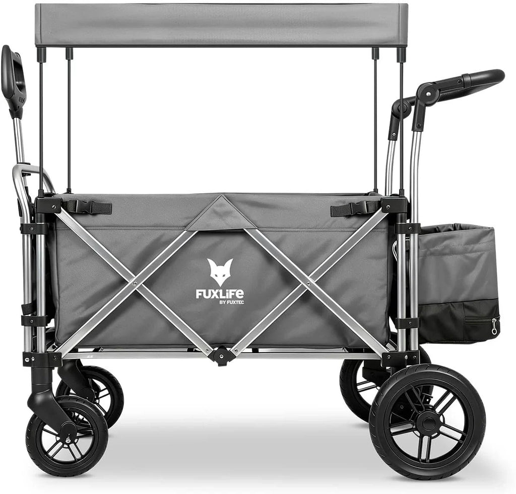 FUXTEC FX-CTL900 Premium Cinza, Carrinho Dobrável Original para Crianças, Ideal para Jardim, Praia ou Cidade, Empurrar ou Puxar, Carga de até 75 kg.
