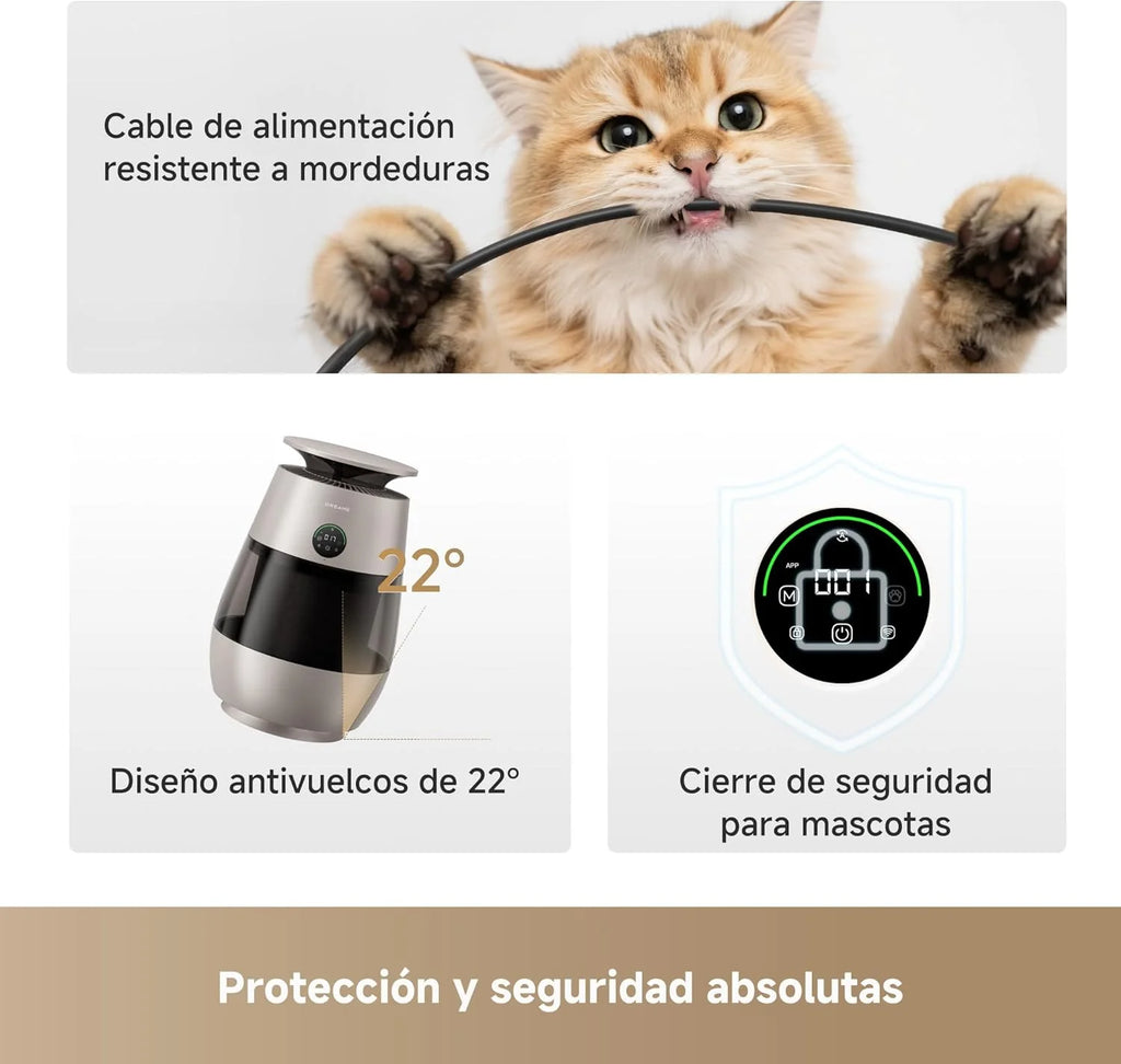DREAME AP10 Purificador de Ar para Casas com Animais de Estimação, Sistema 360° de Alta Pressão Negativa, Purificação em 5 Etapas que Captura Pelos e Odores, Transparente, Tampa Curva, Luz Ecológica, Controle por Aplicativo
