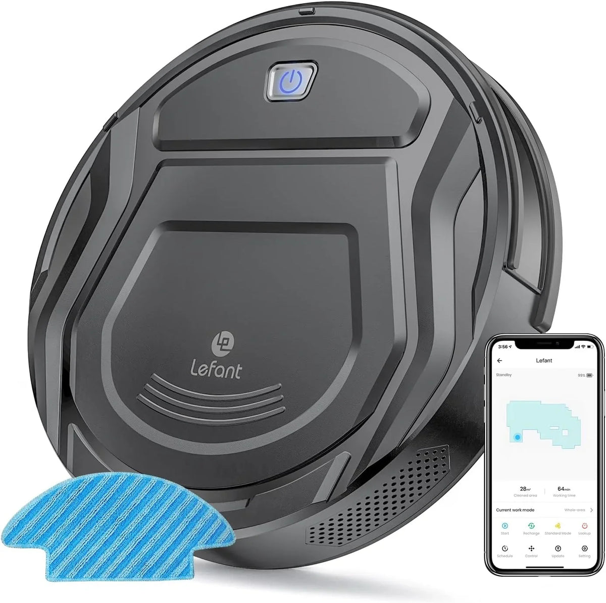 Lefant M310 Ultra Robô Aspirador e Passador de Pano 3 em 1, 6000Pa, 170 Min, Evasão PSD 190°, Mapeamento a Laser ToF, Detecção de Tapetes, WiFi/App/Alexa/i Watch, Cinza
