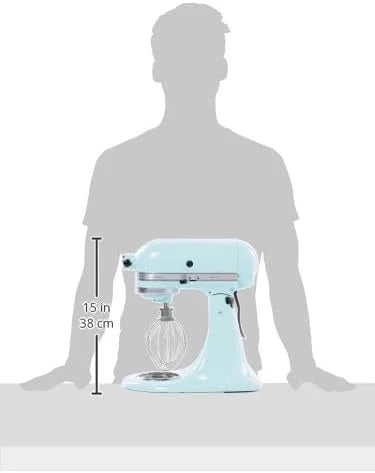 Batedeira KitchenAid Artisan - Robô de Cozinha com Cabeça Inclinável - Batedeira de Massa com 5 Acessórios - Batedeira de Reposteria com 2 Tigelas de Aço Inoxidável - 4,8 L e 3 L - Azul-gelo