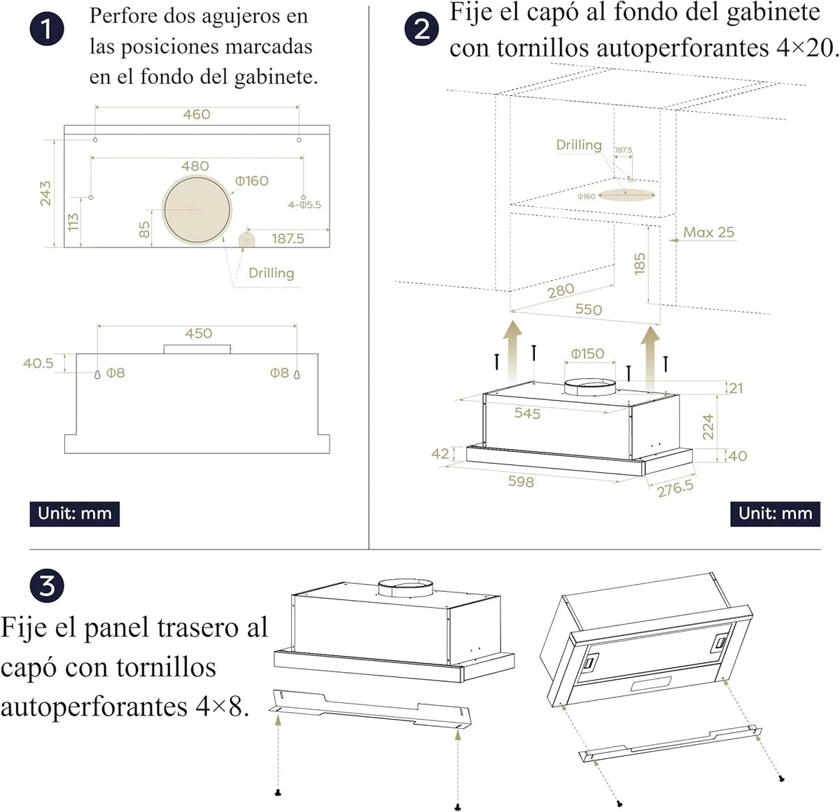 CIARRA CBCB6909A Coifa de Parede Telescópica Preta para Cozinha 60 cm 600 m³/h Classe A+ 3 Níveis Controle Touch Iluminação LED Filtro de Carvão CBCF055