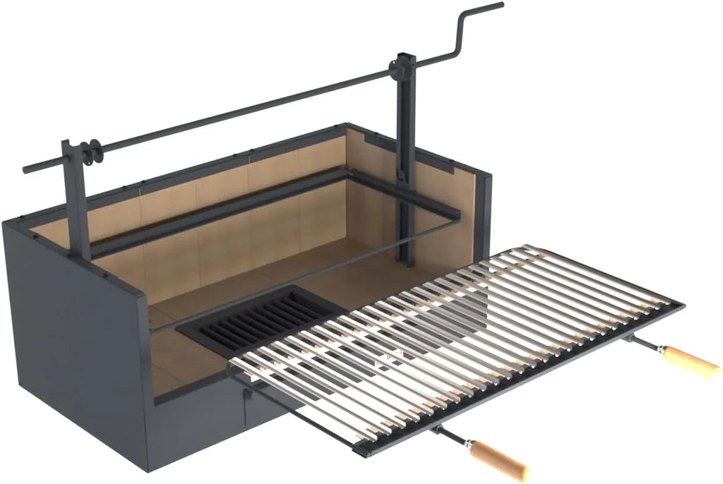 Imex El Zorro – Gaveta de Churrasqueira com Tijolo Refratário | 90x48x65 cm | Estrutura Robusta de Aço e Alta Retenção de Calor | Ideal para Churrasqueiras a Carvão e Lenha em Exteriores