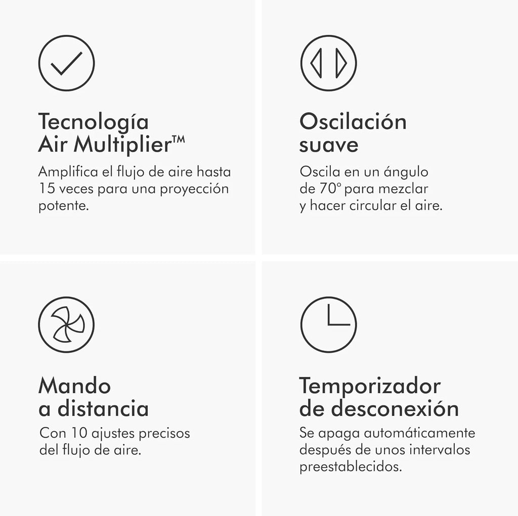 Ventilador de Torre Cool™ (AM07) Air Multiplier™, Ventilador Potente Sem Hélices com Tecnologia Air Multiplier™ (Branco/Prata)