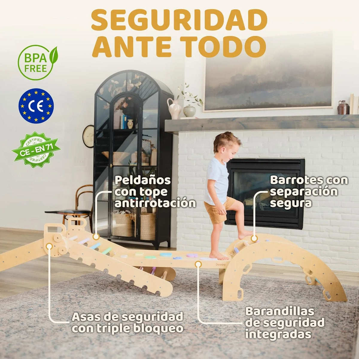 9 em 1 Triângulo Pikler Montessori Grande de 1 a 7+ anos, 5 Ângulos Ajustáveis, Parque Infantil Interno e Externo em Madeira para Escalada com Arco Pikler e Rampa Pikler para Crianças