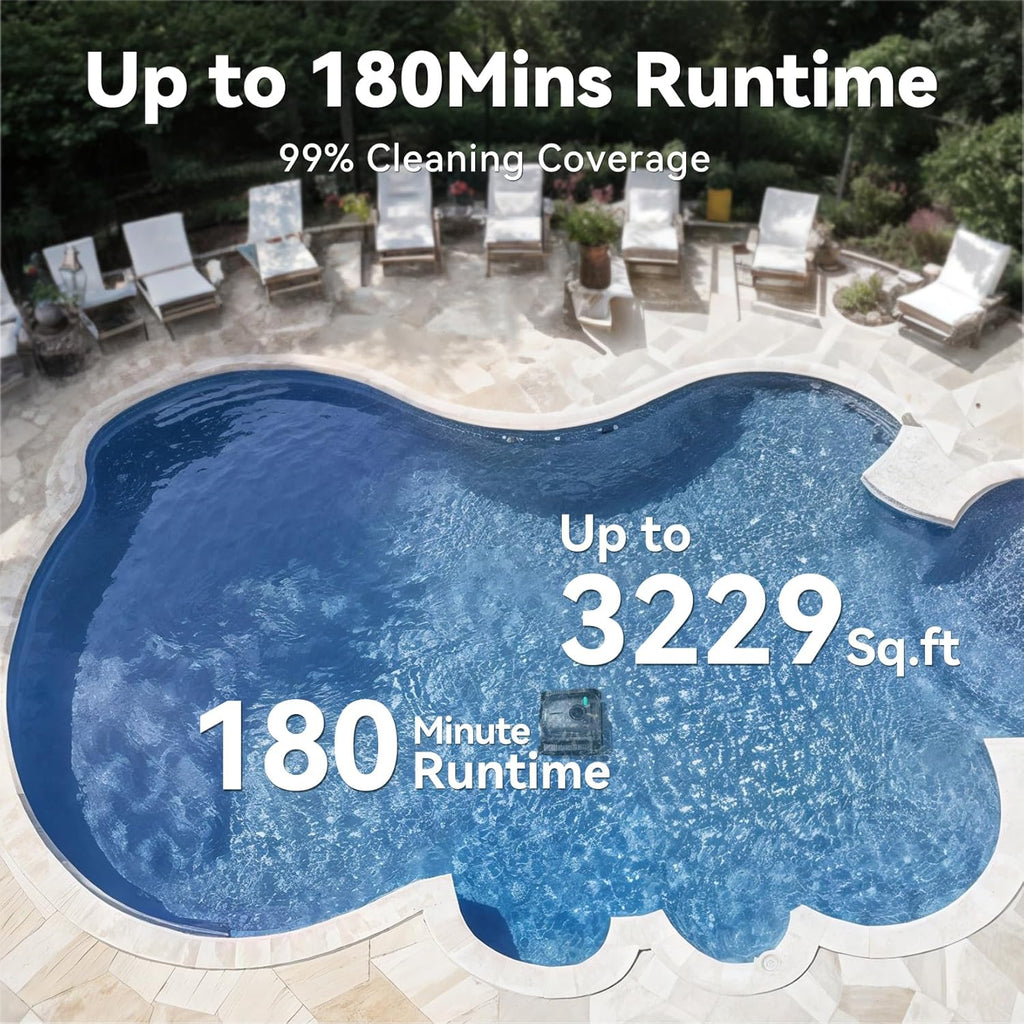 Robô X5 para Limpeza de Piscinas (Fundo e Paredes), Planejamento Inteligente, Autonomia de 180 Min, 4 Modos, Smart Precision Docking™, Limpador Automático de Piscinas para Piscinas de até 300 m²