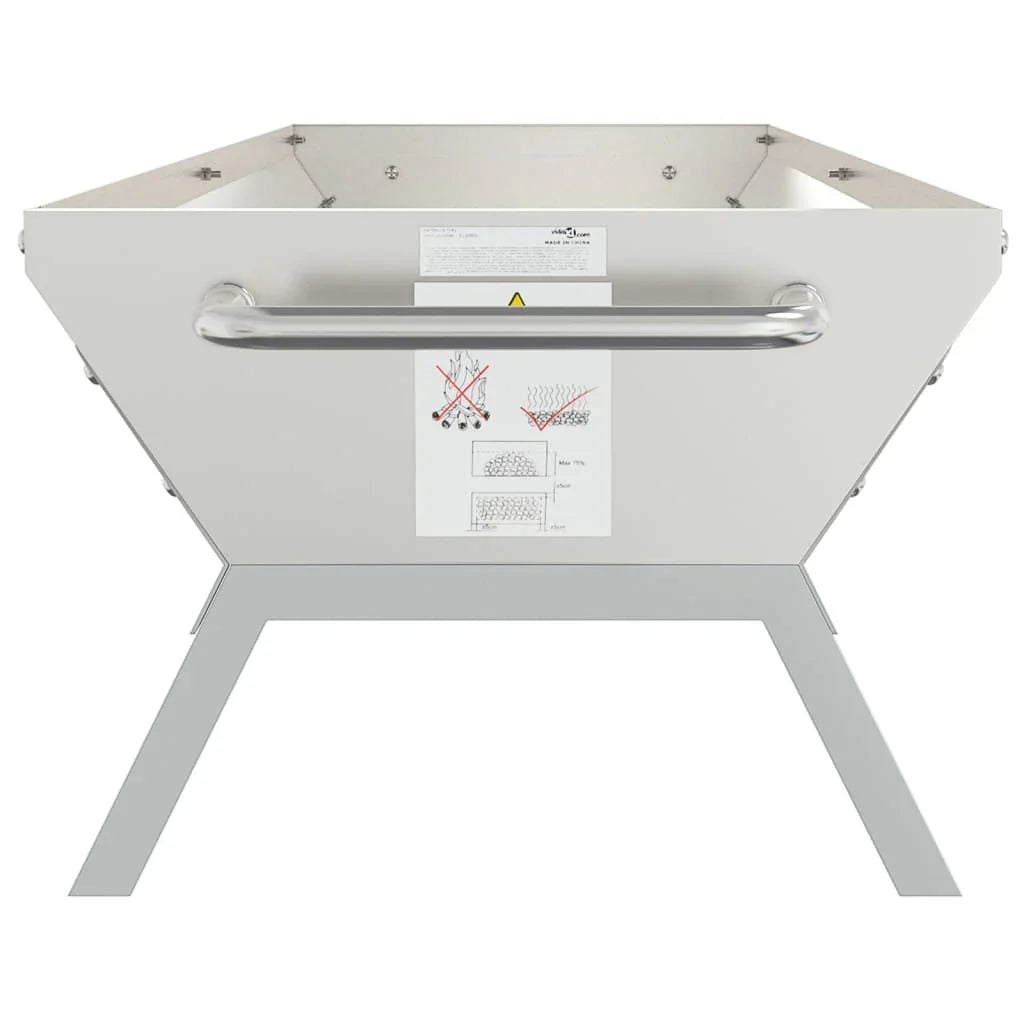 Bandeja Para Churrasco Aço Inoxidável Prateado 158x42x31 Cm Vidaxl
