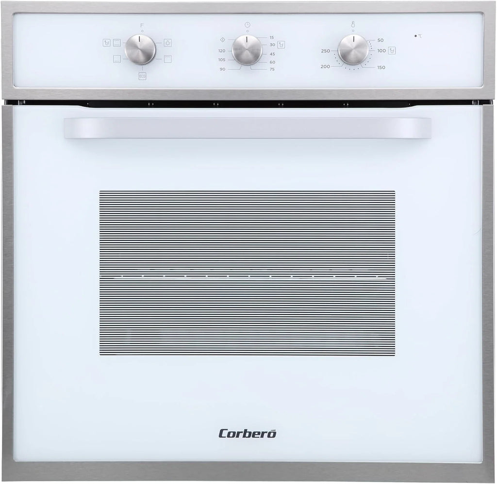Corberó - Forno de Convecção 70L | CCHM603W | 60x60x58 cm | Convencional com 4 Programas | Luz Interior | Limpeza por Hidrólise | Porta de Vidro Duplo | 2100W | Branco com acabamento em Aço Inox