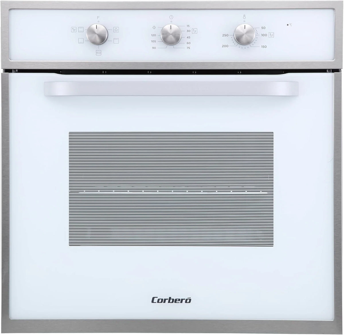 Corberó - Forno de Convecção 70L | CCHM603W | 60x60x58 cm | Convencional com 4 Programas | Luz Interior | Limpeza por Hidrólise | Porta de Vidro Duplo | 2100W | Branco com acabamento em Aço Inox