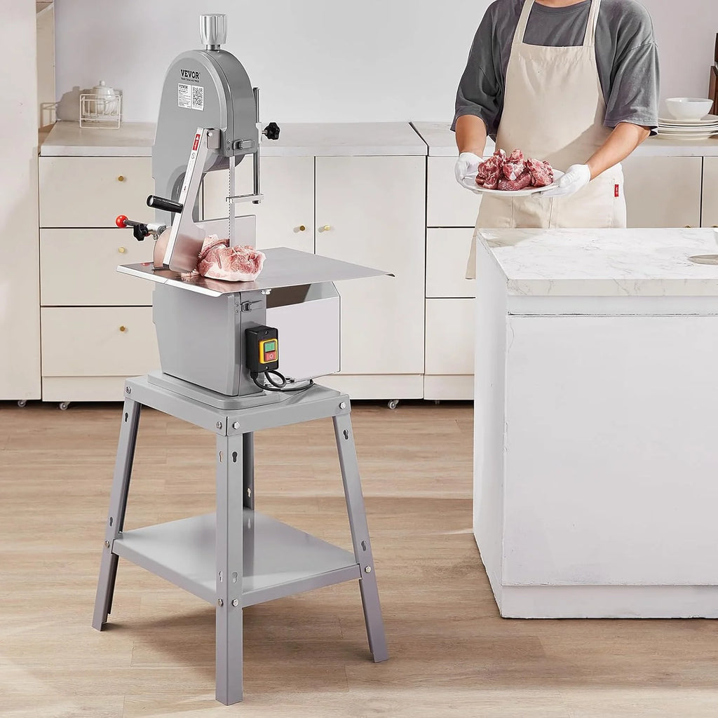 Serra Elétrica Comercial VEVOR para Ossos de Açougueiro, Serra de Fita para Ossos 1500 W 300 kg/h, Serra Elétrica para Carne Congelada e Ossos com Espessura de 4-200 mm para Restaurante 54x49,5x142 cm
