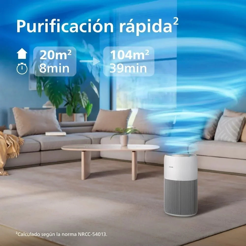 Purificador de Ar Philips Série 2200, Filtro HEPA NanoProtect + Carvão Ativado, CADR 400m³/h para 104m², Alergia, Ultra Silencioso, Filtro Inteligente e Duradouro (AC2210/10)