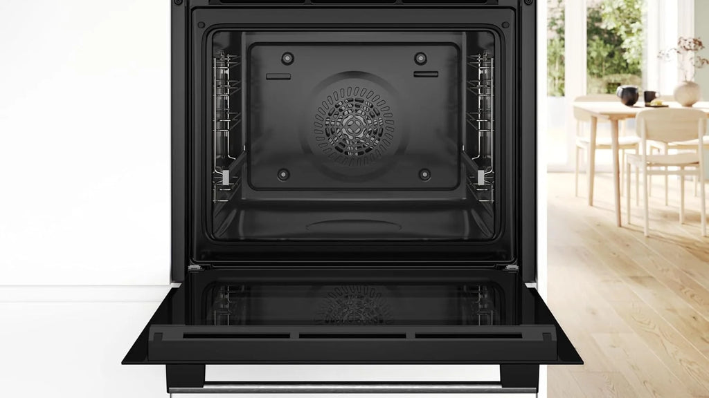Bosch - Forno Multifunções, Série 4, 60 cm de largura, Assistente de limpeza com água, 3D Hotair, Aço, HBA514ES3
