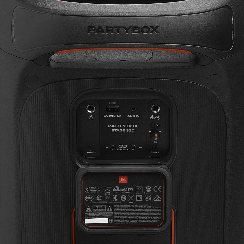 2026 JBL PartyBox Stage 320 Caixa de Som Bluetooth Portátil para Festas – Preto