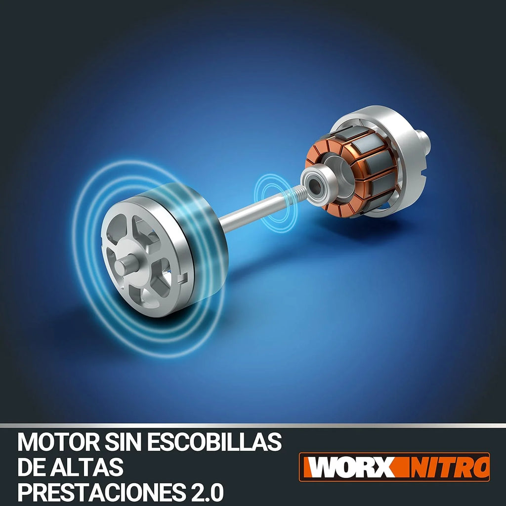 WORX WG543E Soprador de Folhas 20V-4Ah Nitro, superleve 1,7kg, Motor brushless, 209km/h, turbina de Alto Volume e Velocidade, para Limpeza de Jardins, Caminhos e Terrenos, Inclui Bateria e Carregador