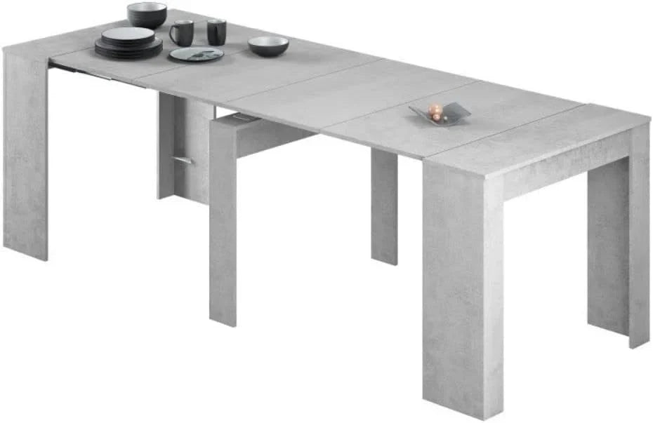 Mobelcenter - Mesa de Jantar Consola Extensível, Mesa para Sala de Estar, Hall ou Cozinha, Mesa Fole Extensível, Cor Cimento (1127)