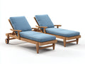 Espreguiçadeiras de jardim madeira maciça 200x65x85 cm - marrom e azul - encosto ajustável design moderno para exterior