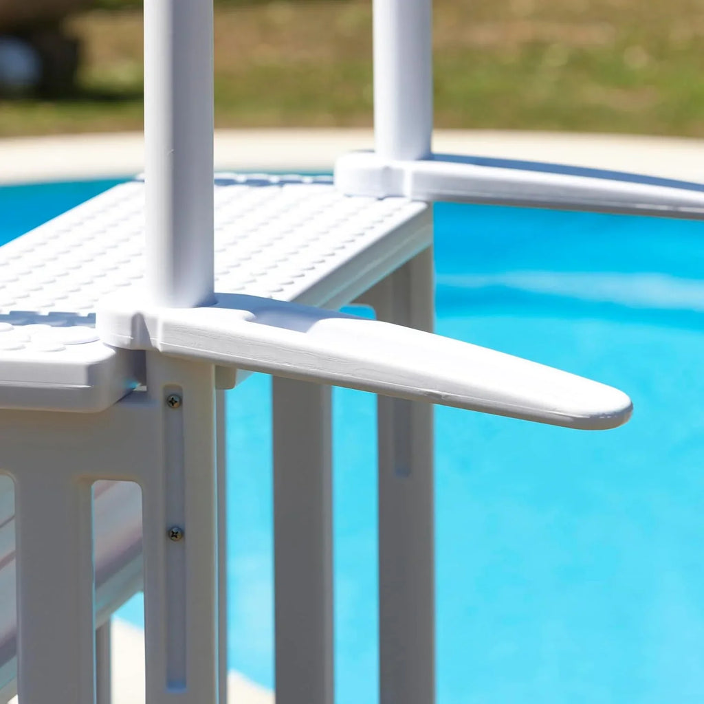 Gre EPE30 – Escada para Piscina Antiderrapante, Escada de Segurança de 4 Degraus, Sintética, Branca, 80 x 92 x 206 cm