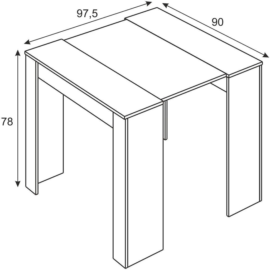Mobelcenter - Mesa de Jantar Consola Extensível, Mesa para Sala de Estar, Hall de Entrada ou Cozinha, Mesa Sanfona Extensível, Cor Cimento (1127)