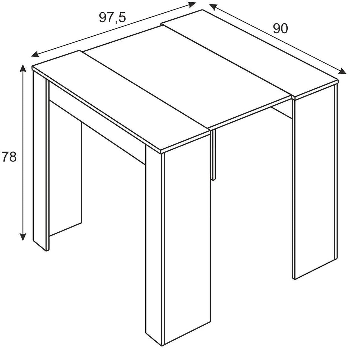 Mobelcenter - Mesa de Jantar Consola Extensível, Mesa para Sala de Estar, Hall de Entrada ou Cozinha, Mesa Sanfona Extensível, Cor Cimento (1127)