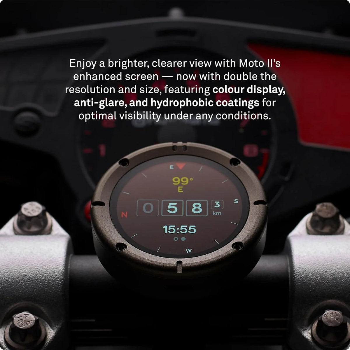 Beeline Moto II – Sistema de navegação para motos | Navegação global | Mini mapa sob demanda | 14 horas de duração da bateria | À prova d'água e poeira IP67 | Carregamento USB-C com montagem