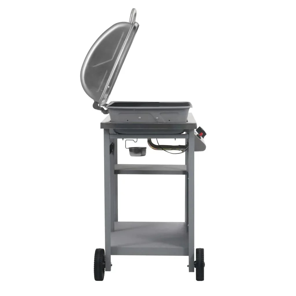 Churrasqueira a Gás Portátil com Mesa de 3 Prateleiras Prata Vidaxl