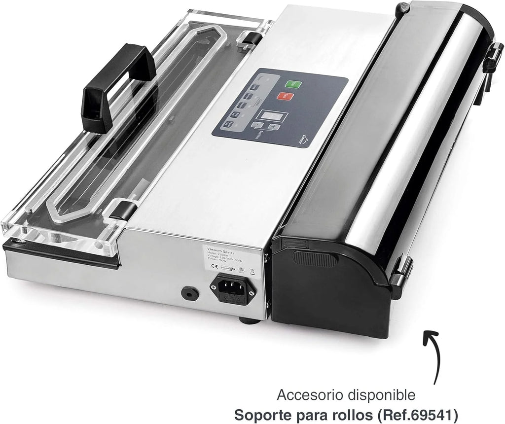 Lacor - 69540 - Embaladora a vácuo, Máquina de vácuo, Seladora de alimentos, Aço inoxidável, Livre de BPA, Selagem hermética, 650W, 40cm, Inox