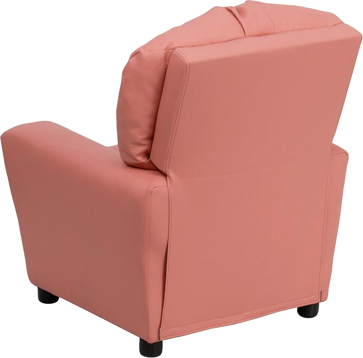 Poltrona Reclinável Infantil Contemporânea Flash Furniture com Porta-Copos, Madeira, Vinil Bege, 66,04 x 53,34 x 53,34 cm