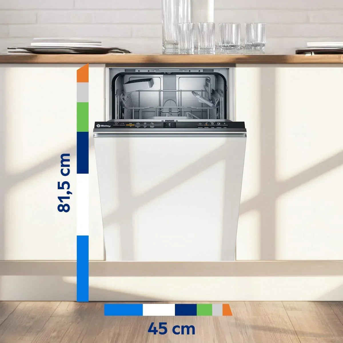Máquina de Lavar Louça Balay, integrável, 45 cm, Motor Extra Silencioso, Home Connect, Infolight, Instalação Alta, 3VT4031NA.