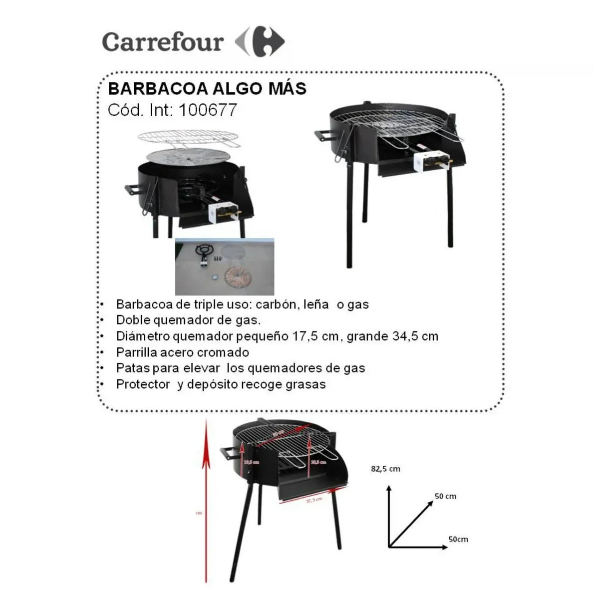 Churrasqueira a Gás Triplo Uso Algo Más 50 cm com 2 Queimadores