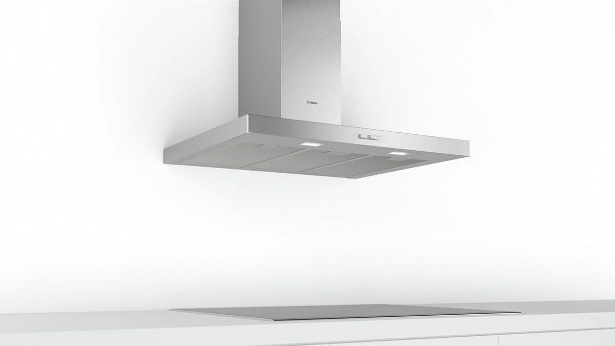 Bosch - Coifa Decorativa de Parede, 90 cm, Série 2, Controle Mecânico, Iluminação LED, Aço Inoxidável, DWB96BC50