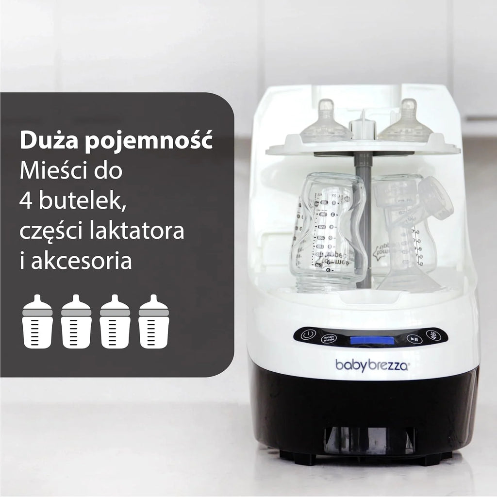 Baby Brezza Lavador de Mamadeiras Pro – Limpador de mamadeiras de bebê 3 em 1; Lava, esteriliza, seca – Limpeza universal para todas as mamadeiras: Plástico + Vidro + Bico
