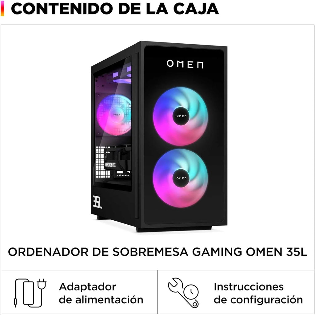 HP Desktop Gaming OMEN 35L GT16-0067ns (Processador AMD Ryzen 7 8700F, 32GB RAM DDR5, 1TB SSD PCIe Gen4, NVIDIA GeForce RTX 5070 12GB, FreeDOS) - Preto