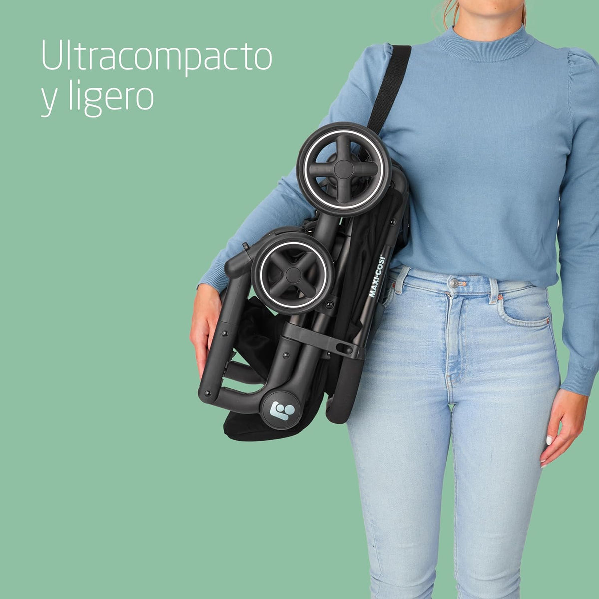 Maxi-Cosi Lara2, Carrinho de Bebê Leve, 0-4 anos, 0-22 kg, Carrinho de Bebê Compacto, 3 Posições de Reclínio, Reclínio Total, Fechamento Automático, Alça de Ombro, Essential Black