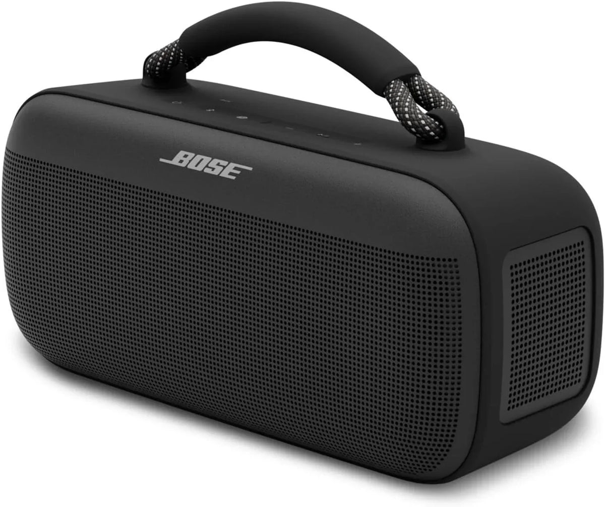 Bose SoundLink Max, Alto-falante Bluetooth Portátil para Ambientes Externos com Graves Potentes, Estéreo Impermeável com Conexão Bluetooth e USB-C, Até 20 Horas de Duração da Bateria, Aux de 3,5 mm, Preto