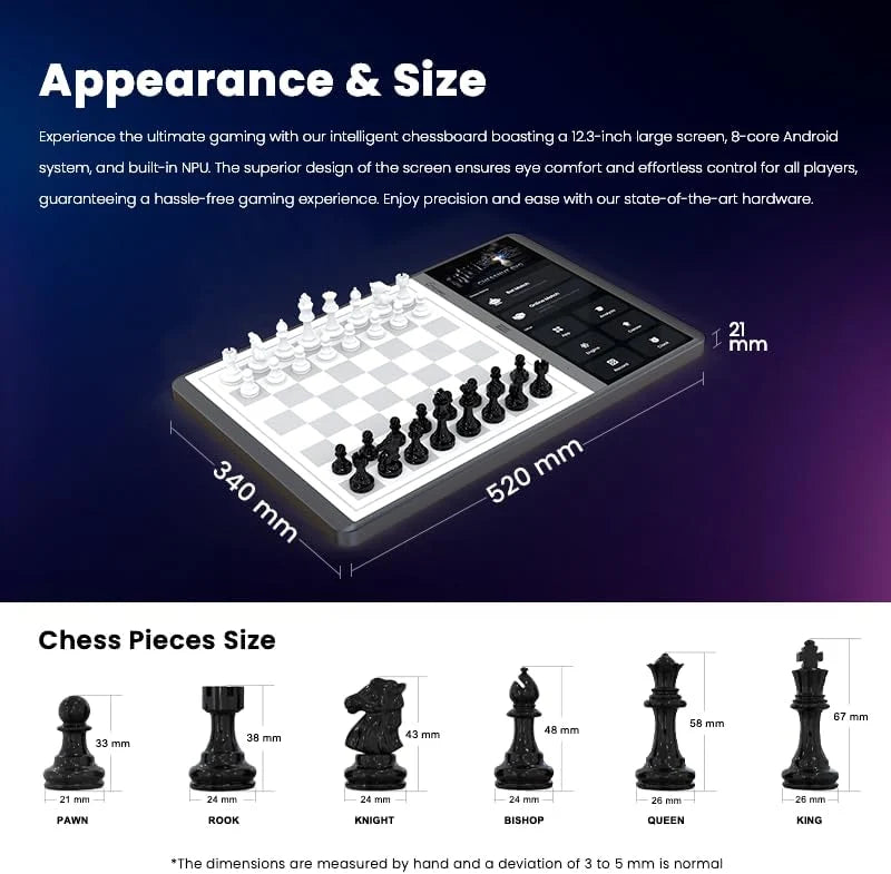Xadrez Chessnut EVO AI - Motor Maia Integrado, BOT de xadrez Personalizável, Reconhecimento Completo de Peças, Compatível com Plataformas Principais, Design Inteligente Tudo em um