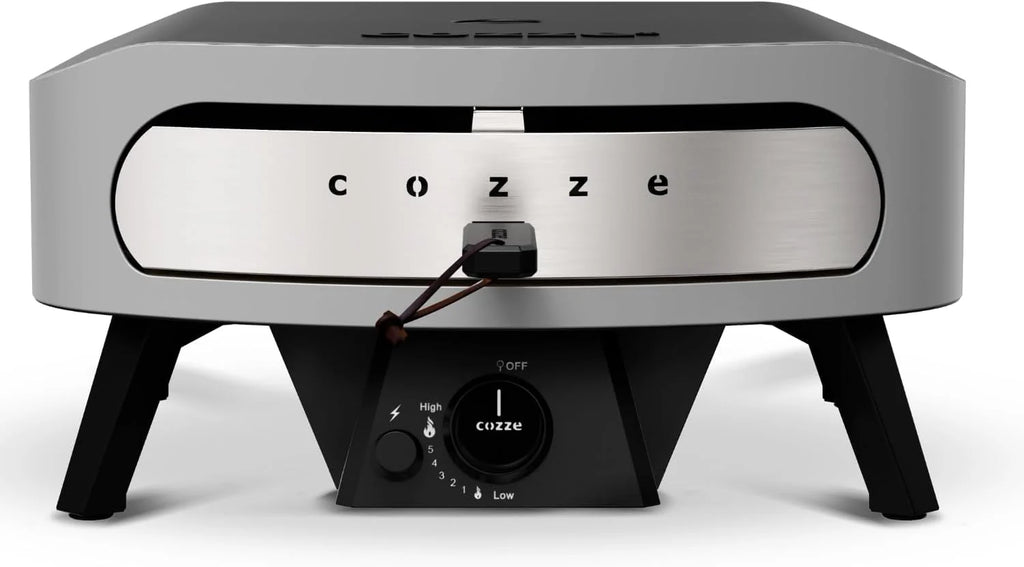 COZZE Forno de Pizza a Gás 17 polegadas – Grande Forno de Pizza para Exterior (50 mbar) – Forno de Pizza com Regulador para Pizza Familiar