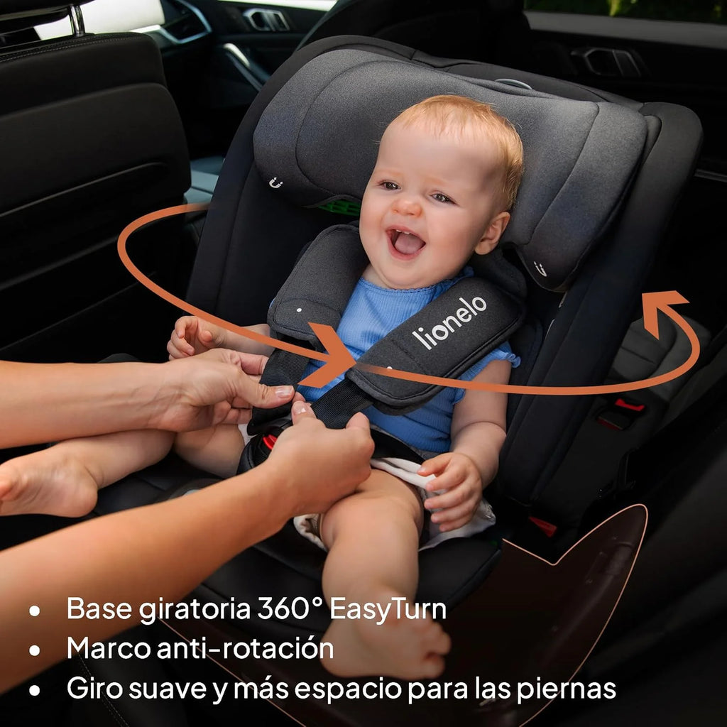 LIONELO Bastiaan RWF i-Size Cadeira Auto Rotativa 360° para Bebé 0-36kg, Instalação Frontal e Traseira (18kg), ISOFIX TopTether, Apoio de Cabeça e Encosto Ajustáveis Proteção Lateral