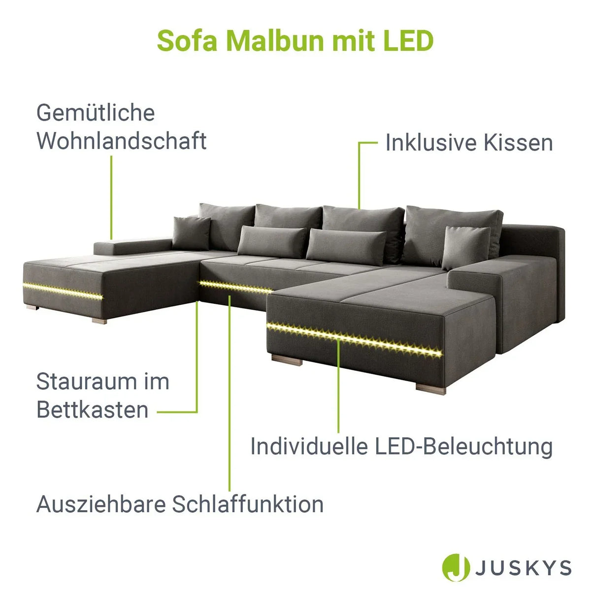Sofá de Canto Malbun 2025 com Iluminação LED