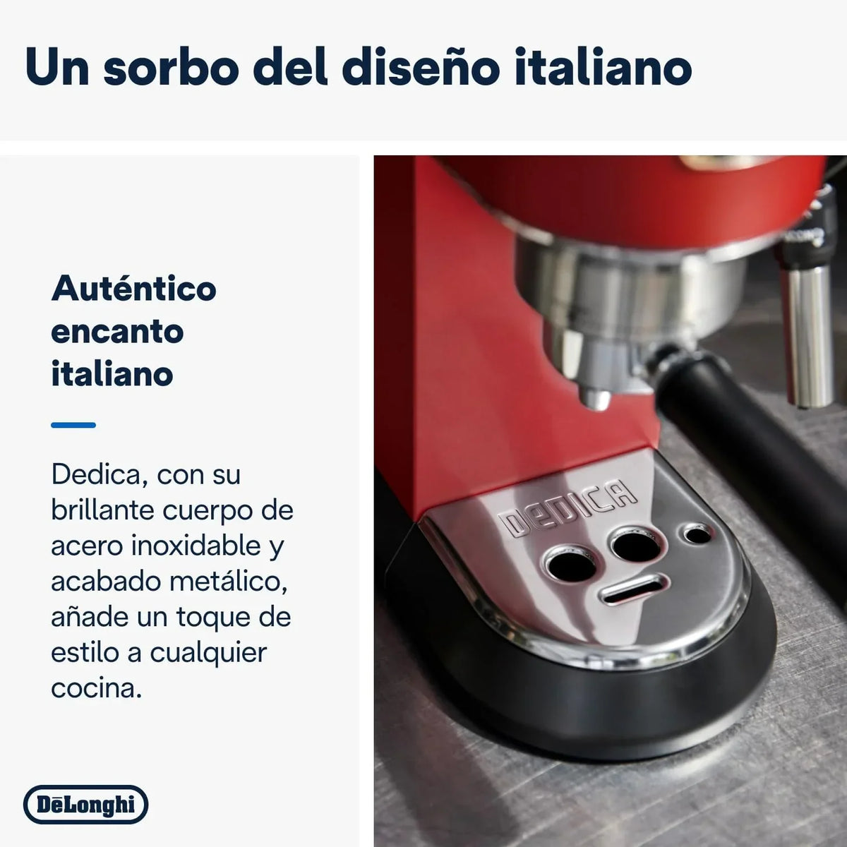 De'Longhi Dedica – Cafeteira de Bomba em Aço Inoxidável para Café Moído ou Saquetas, Espresso e Cappuccino, Reservatório de 1.3 Litros, Sistema Anti-pingo, Modelo EC685.M, Cor Metal