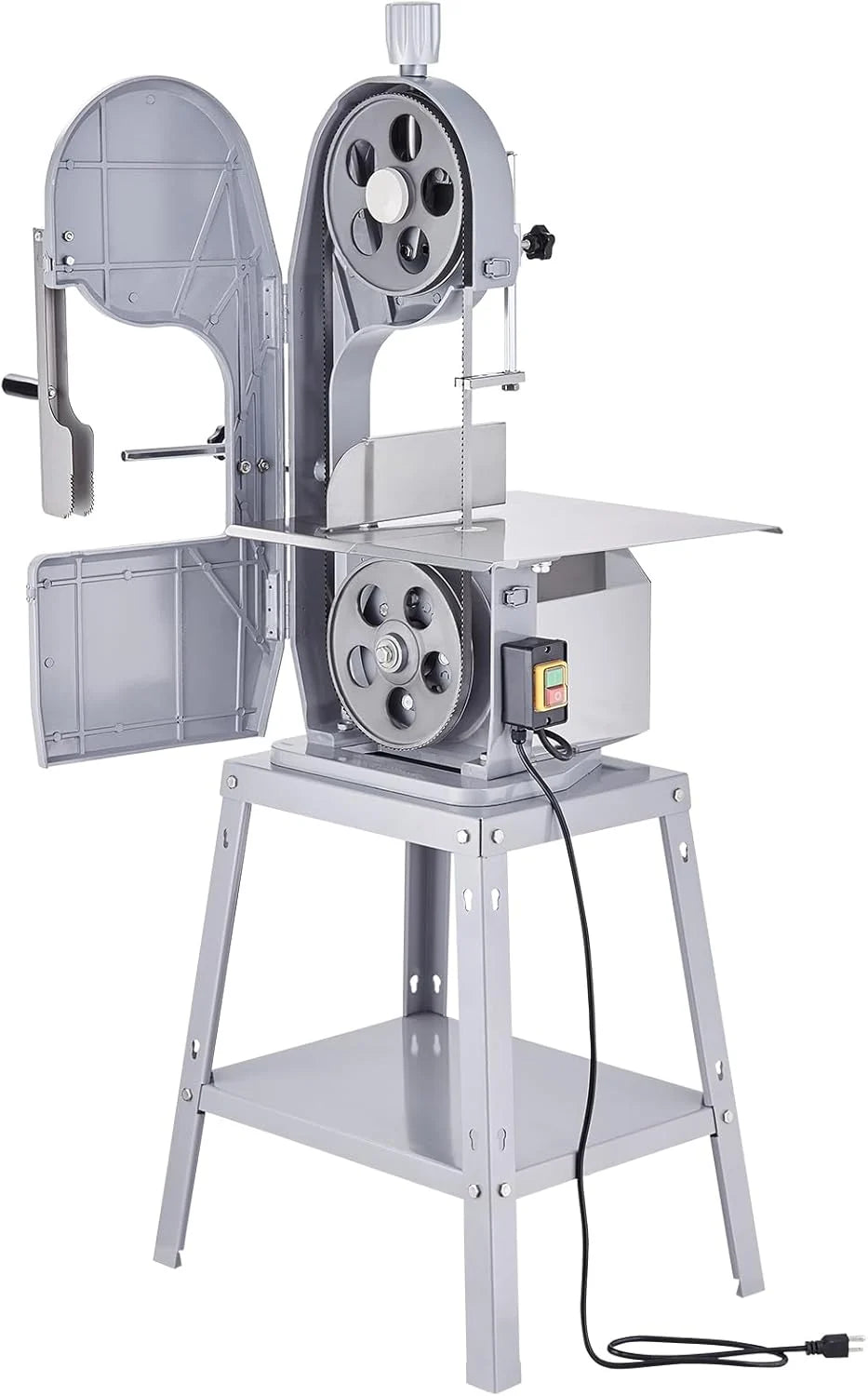 Serra Elétrica Comercial VEVOR para Ossos de Açougueiro, Serra de Fita para Ossos 1500 W 300 kg/h, Serra Elétrica para Carne Congelada e Ossos com Espessura de 4-200 mm para Restaurante 54x49,5x142 cm