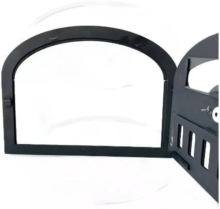 Porta para forno a lenha com vidro (média), preta, chapa de aço - Sor Pampa Grill cód. 23 (grande)