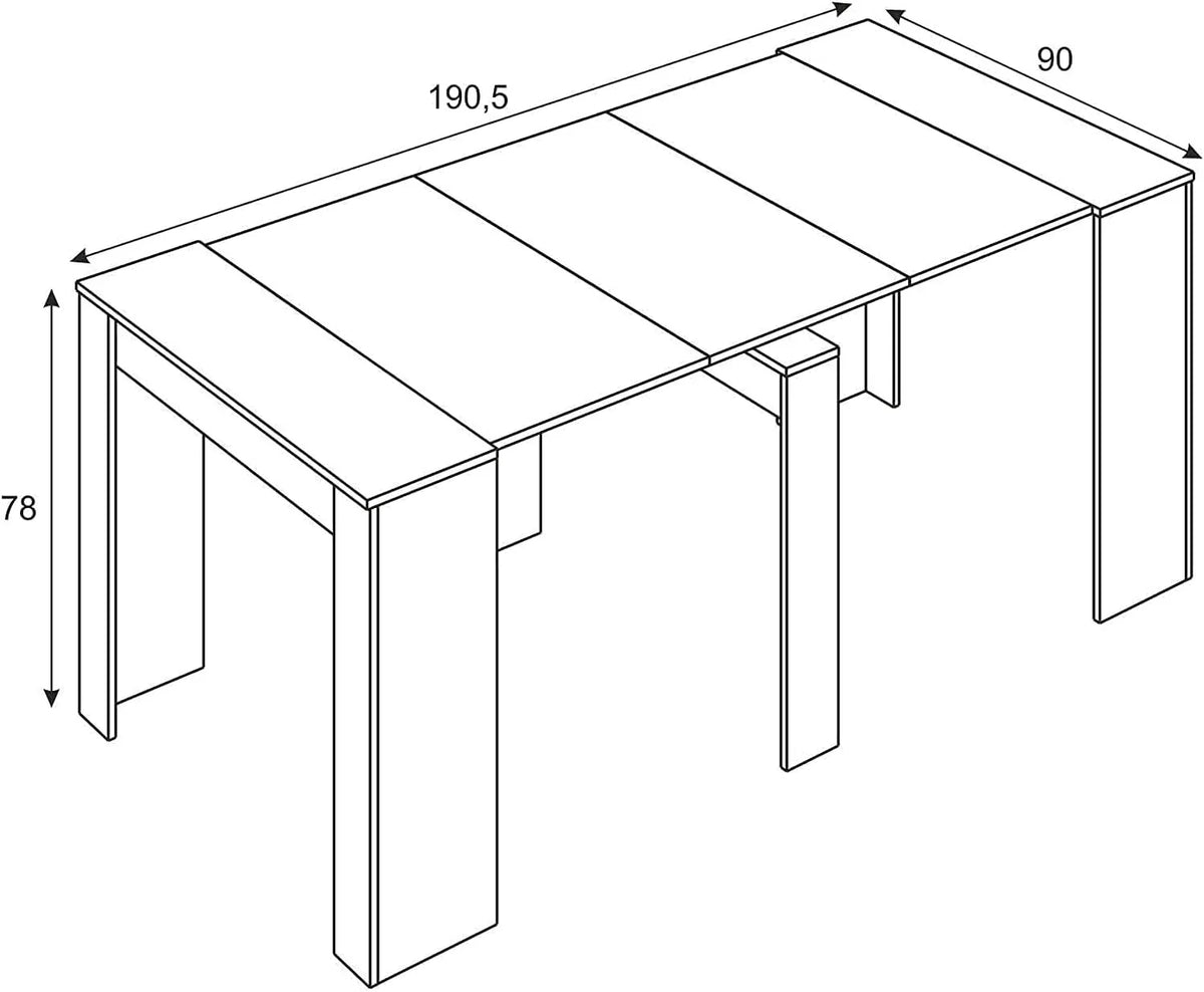 Mobelcenter - Mesa de Jantar Consola Extensível, Mesa para Sala de Estar, Hall ou Cozinha, Mesa Fole Extensível, Cor Cimento (1127)