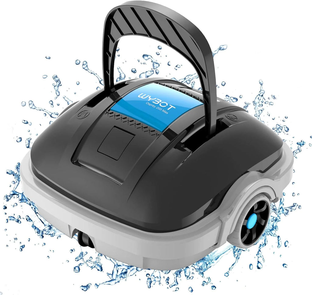 Robô Limpa Fundos de Piscina Elétrico Sem Fio para Piscinas de até 80m², 100 Minutos de Dupla Filtragem e Estacionamento Automático, Robô Limpa Fundos de Piscina com Motores de Tração Dupla