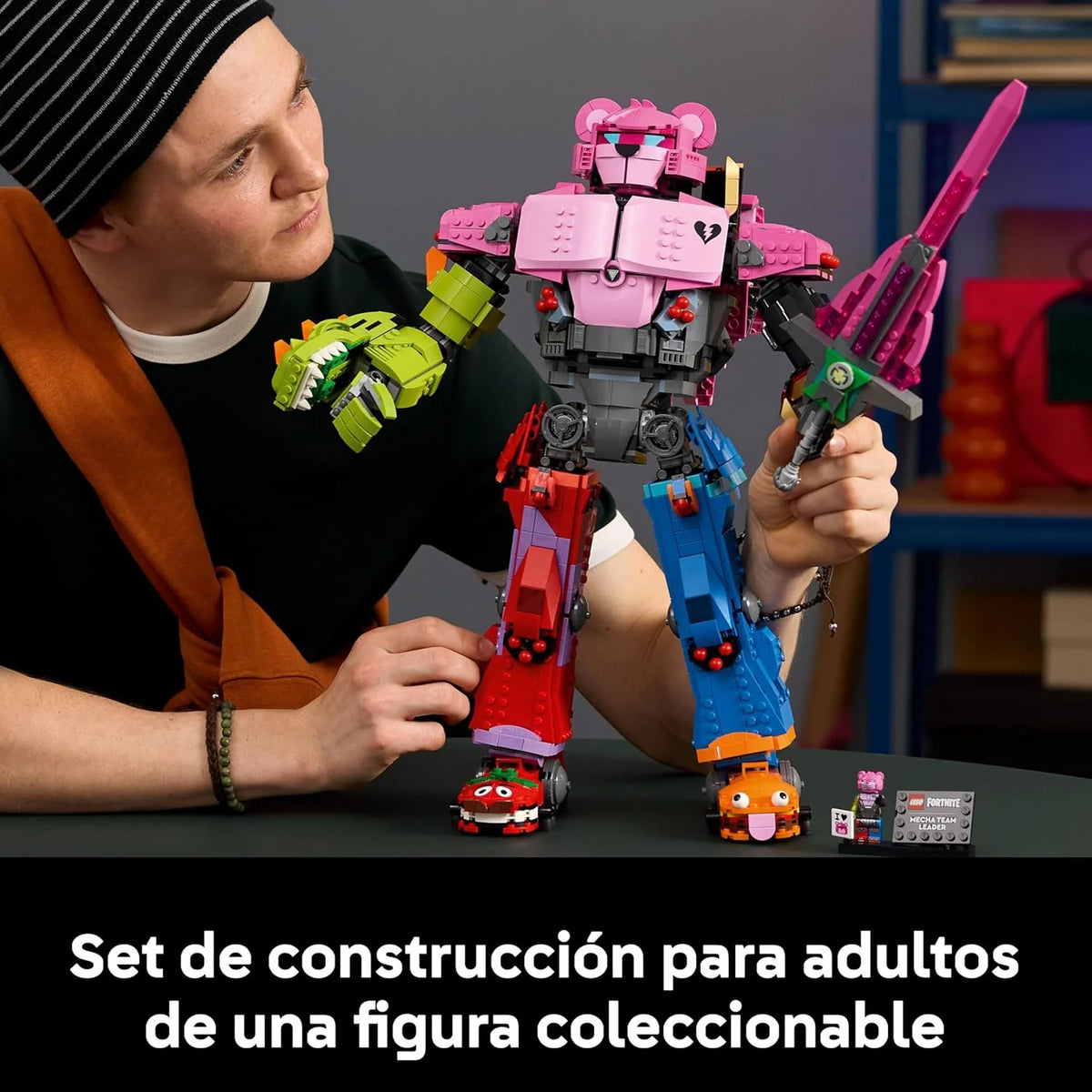 Fortnite Líder da Equipe Mecha - Kit de Modelo para Adultos para Exibição - Figura Articulada com Espada de Brinquedo e Minifigura - Presente de Colecionador para Gamers e Fãs de Videogames 77078