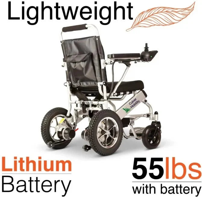 2025 Cadeira de Rodas Elétrica Culver Mobility, Scooter Elétrico Motorizado, Dobrável e Leve, Aprovada pela FDA, para Viagens de Avião (Rampa para Cadeira de Rodas de Presente Incluída) (Prata, 17.5 polegadas)