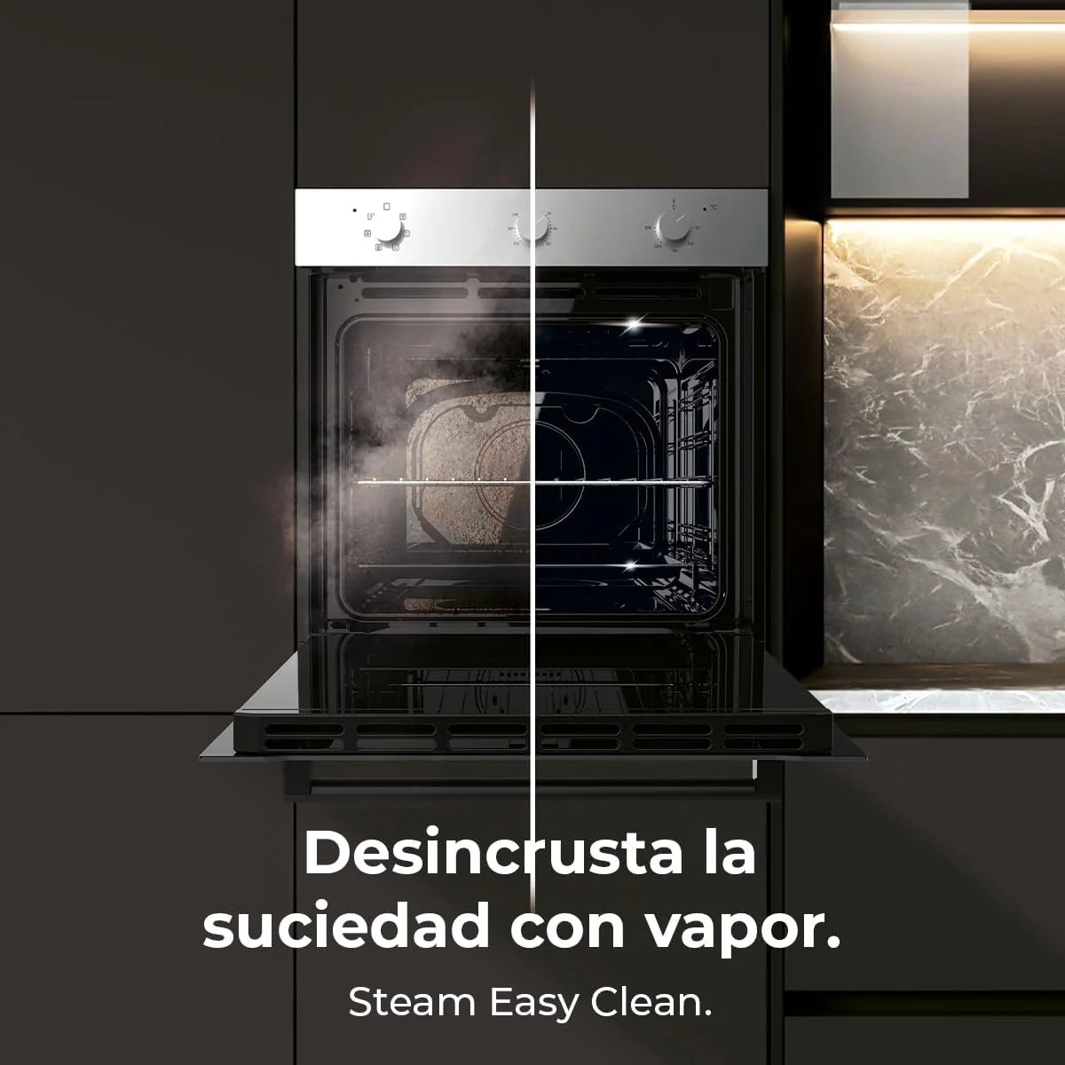 Forno Multifuncional de Encastre Cecotec 70L Bolero Hexa M236000 Inox Time. 2800W, 6 Funções, Temporizador, Base a Vapor XXL, Assistência a Vapor, Limpeza a Vapor Fácil, Ventoinha de Arrefecimento, Modo Descongelar, Eco, Convecção