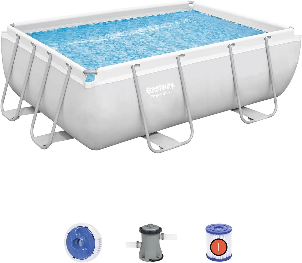 BESTWAY 56629C - Piscina Desmontável Tubular Power Steel 282x196x84 cm com Filtro de Cartucho 1.249 L/H