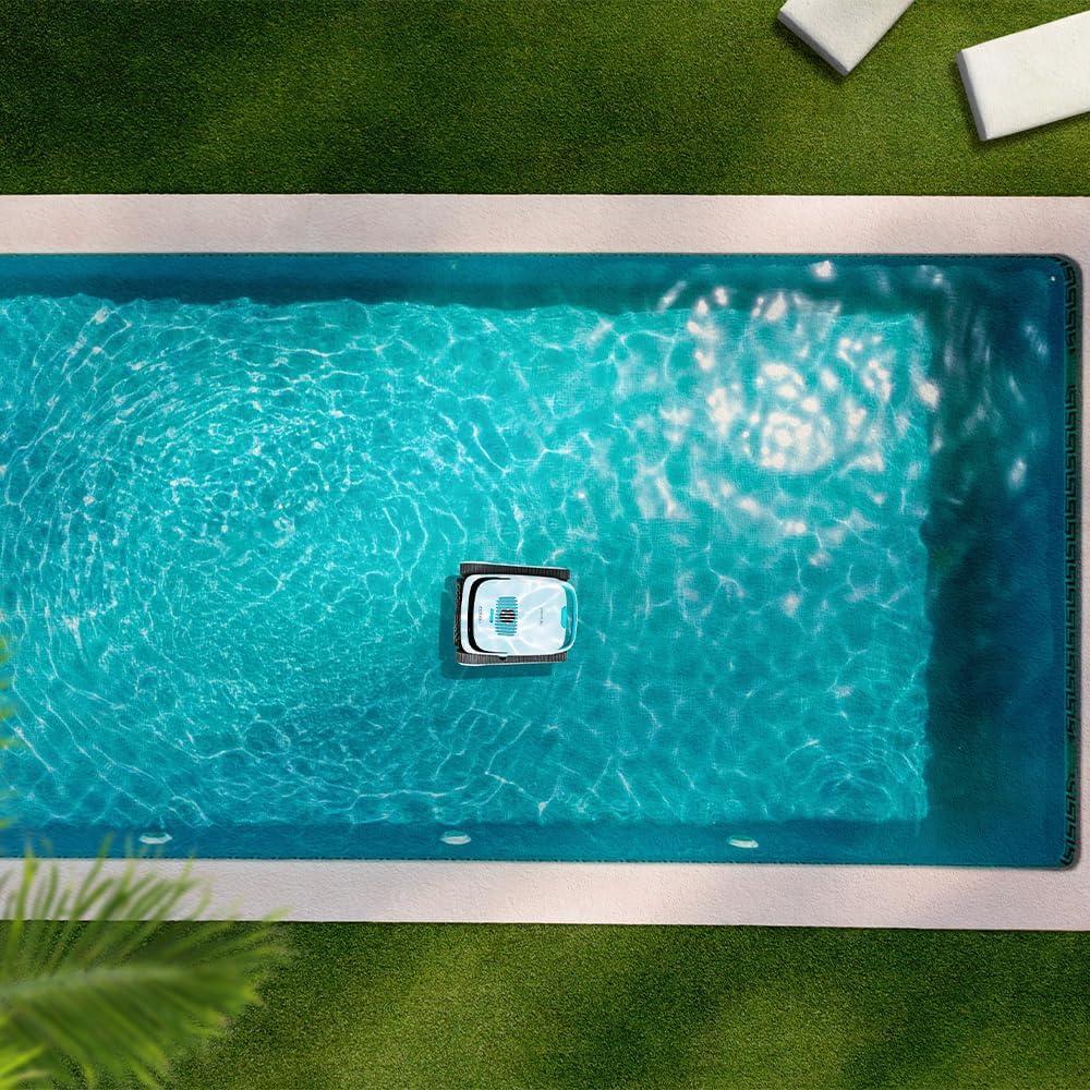 Robô Limpa-piscinas Cecotec para Fundos, Paredes e Linha de Água Conga Pooldroid 5000 TotalClean Pearl. Superfícies 100m2, Inclinação Máx 90º, Limpeza Ordenada, Autonomia 100min, Capacidade 4L