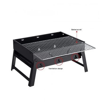 Churrasqueira a Carvão Portátil Dobrável para Churrasco com Grelha 35x27x20cm